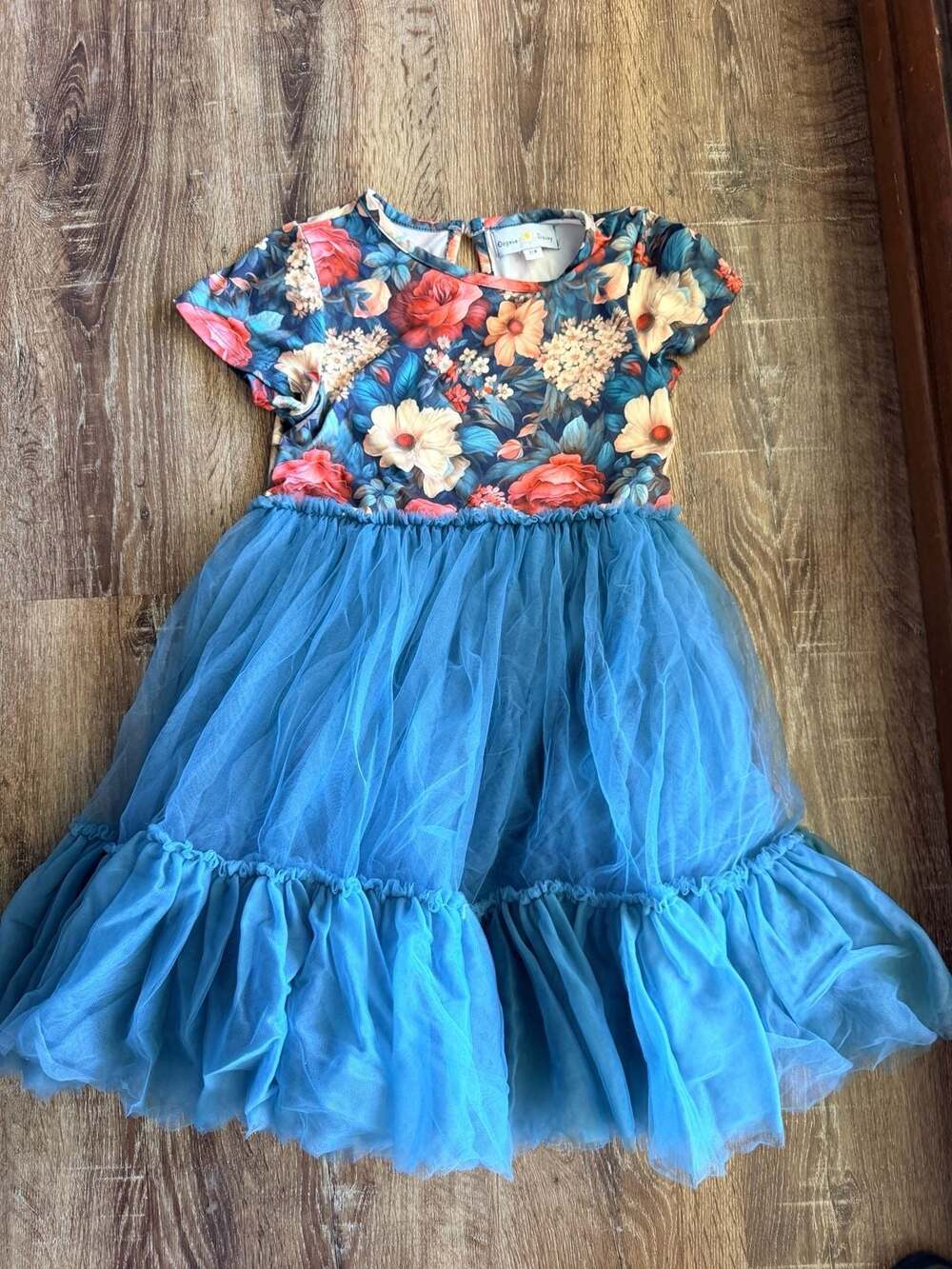 Oopsie Daisy Teal Autumn Blooms Tulle Dress size 7/8